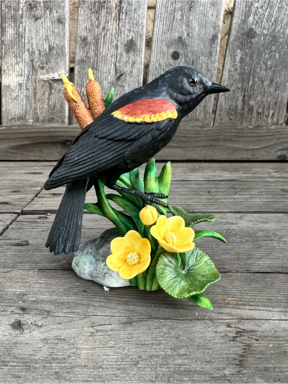 VTG 1993 Lenox Porcelain Red Winged Blackbird Garden Bird Figurine